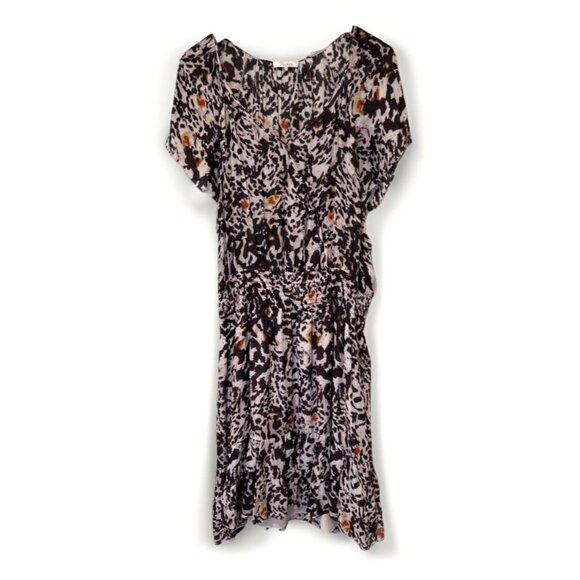 Parker Animal Print Dress Silk Short Sleeve Casual Party Bohemian Mini XXL - Picture 1 of 12